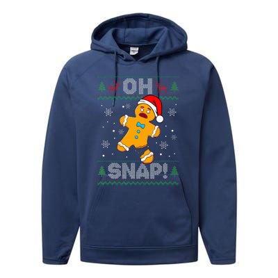 Oh Snap Gingerbread Man Christmas Funny Cookie Baking Xmas  Performance Fleece Hoodie