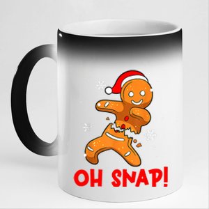 Oh Snap Gingerbread Man Merry Christmas Pajama Xmas 11oz Black Color Changing Mug