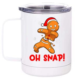 Oh Snap Gingerbread Man Merry Christmas Pajama Xmas 12 oz Stainless Steel Tumbler Cup