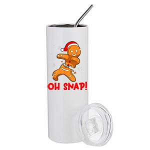 Oh Snap Gingerbread Man Merry Christmas Pajama Xmas Stainless Steel Tumbler