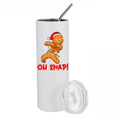 Oh Snap Gingerbread Man Merry Christmas Pajama Xmas Stainless Steel Tumbler