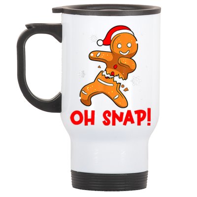 Oh Snap Gingerbread Man Merry Christmas Pajama Xmas Stainless Steel Travel Mug