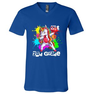 Out Second Grade 2Nd Grade Graduation Magical Unicorn Dabbin Cute Gift V-Neck T-Shirt