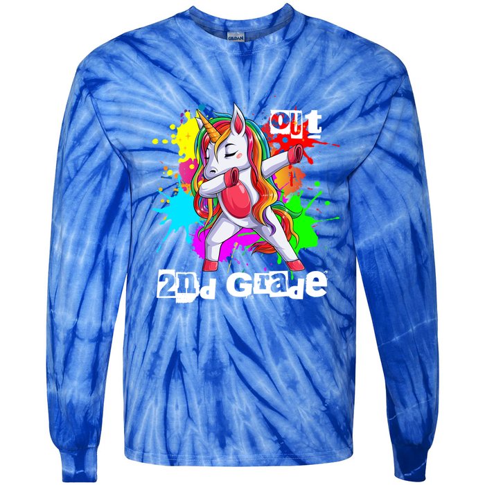 Out Second Grade 2Nd Grade Graduation Magical Unicorn Dabbin Cute Gift Tie-Dye Long Sleeve Shirt