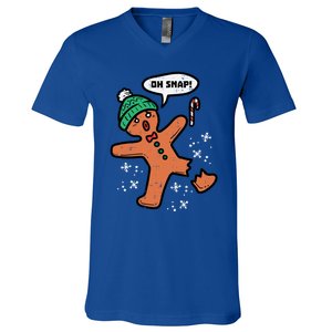 Oh Snap Gingerbread Funny Christmas Xmas Gift V-Neck T-Shirt