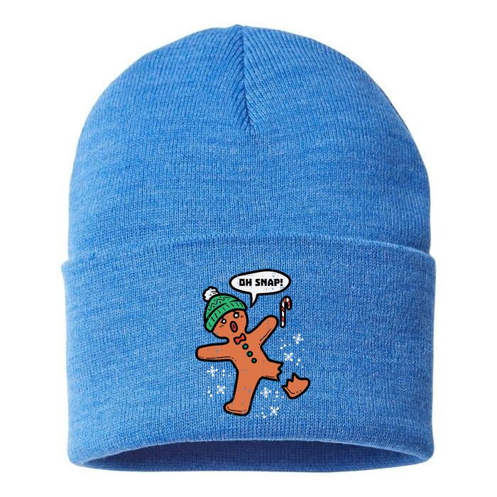 Oh Snap Gingerbread Funny Christmas Xmas Gift Sustainable Knit Beanie