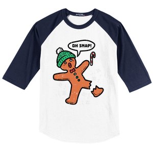 Oh Snap Gingerbread Funny Christmas Xmas Gift Baseball Sleeve Shirt