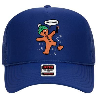 Oh Snap Gingerbread Funny Christmas Xmas Gift High Crown Mesh Back Trucker Hat