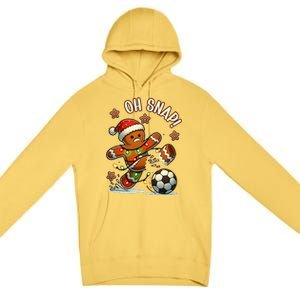 Oh Snap Gingerbreadman Christmas Soccer Premium Pullover Hoodie