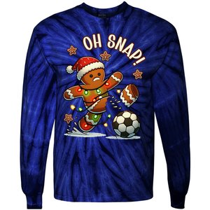 Oh Snap Gingerbreadman Christmas Soccer Tie-Dye Long Sleeve Shirt