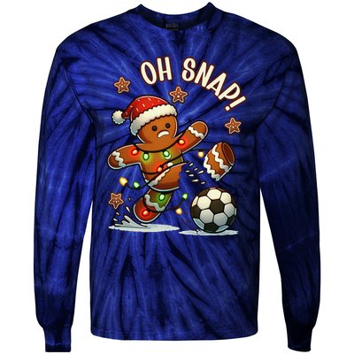 Oh Snap Gingerbreadman Christmas Soccer Tie-Dye Long Sleeve Shirt