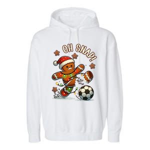 Oh Snap Gingerbreadman Christmas Soccer Garment-Dyed Fleece Hoodie