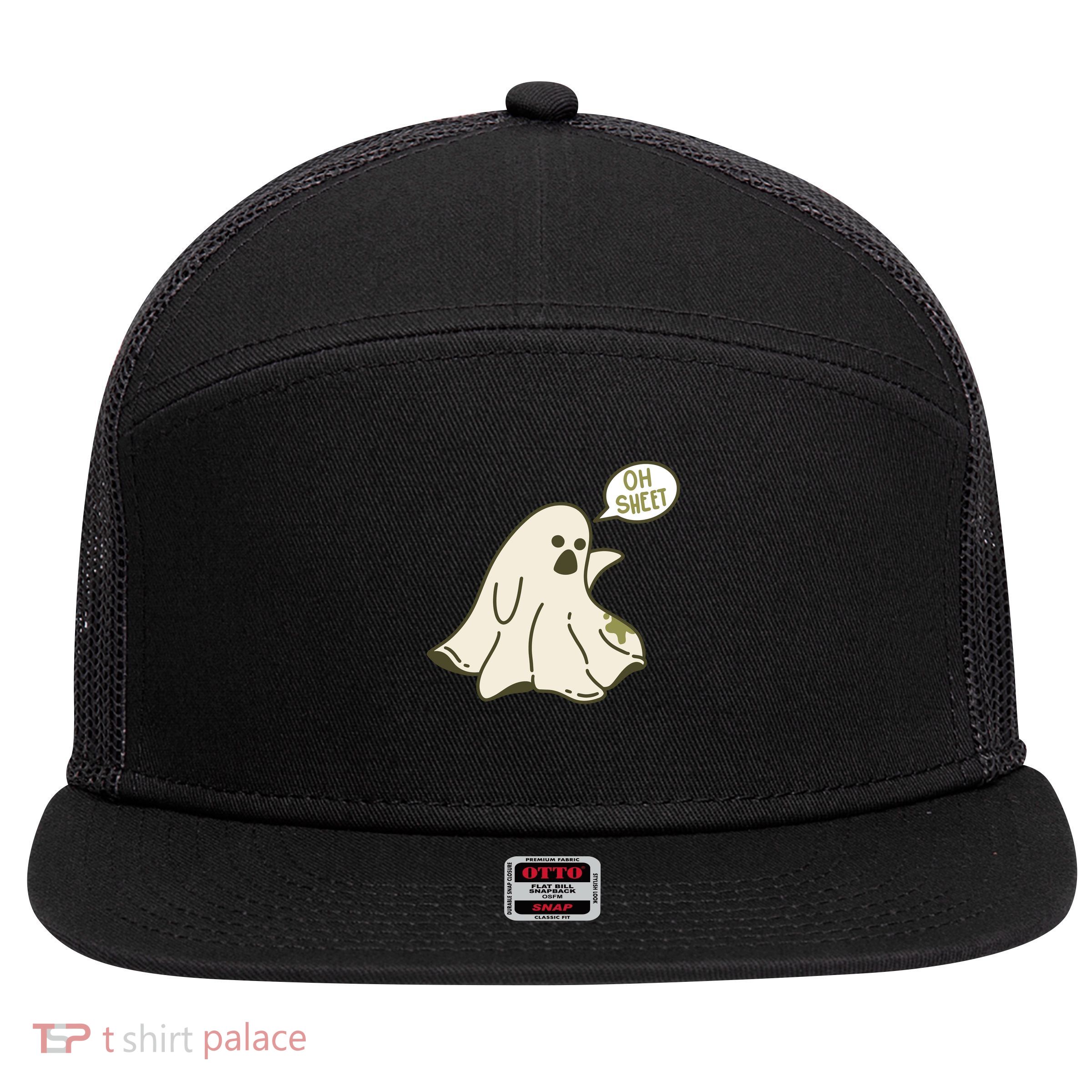 Oh Sheet Ghost Funny 7 Panel Mesh Trucker Snapback Hat