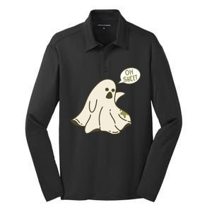 Oh Sheet Ghost Funny Silk Touch Performance Long Sleeve Polo