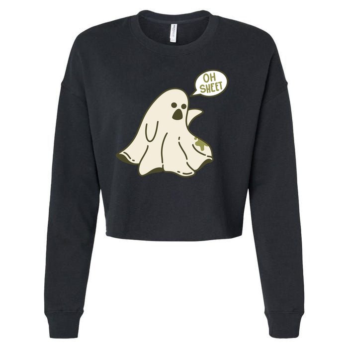 Oh Sheet Ghost Funny Cropped Pullover Crew