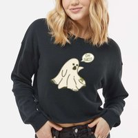 Oh Sheet Ghost Funny Cropped Pullover Crew
