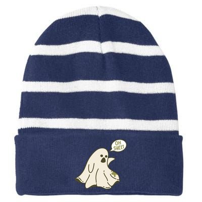 Oh Sheet Ghost Funny Striped Beanie with Solid Band