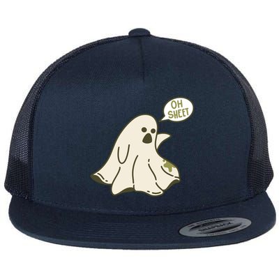 Oh Sheet Ghost Funny Flat Bill Trucker Hat