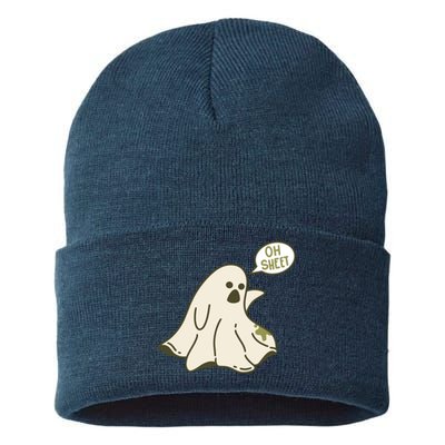 Oh Sheet Ghost Funny Sustainable Knit Beanie