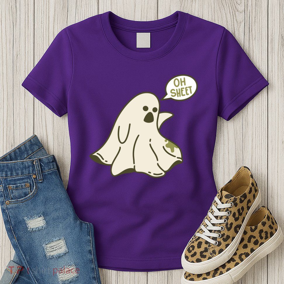 Oh Sheet Ghost Funny Womens T-Shirt