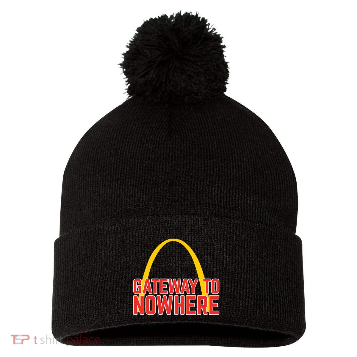 Obvious Shirts Gateway To Nowhere Pom Pom 12in Knit Beanie