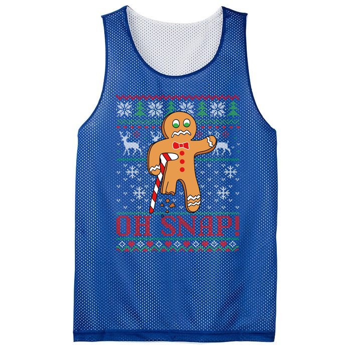 Oh Snap Gingerbread Christmas Xmas Holiday Ugly Cool Gift Mesh Reversible Basketball Jersey Tank