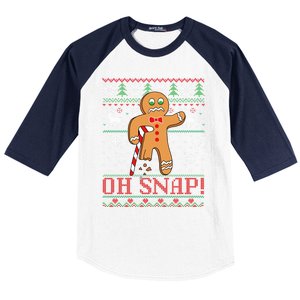 Oh Snap Gingerbread Christmas Xmas Holiday Ugly Cool Gift Baseball Sleeve Shirt