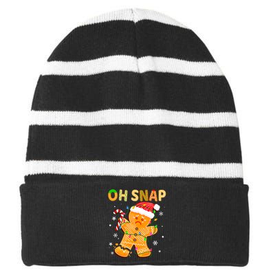 Oh Snap Gingerbread Man Christmas Cookie Costume Baking Team Striped Beanie with Solid Band