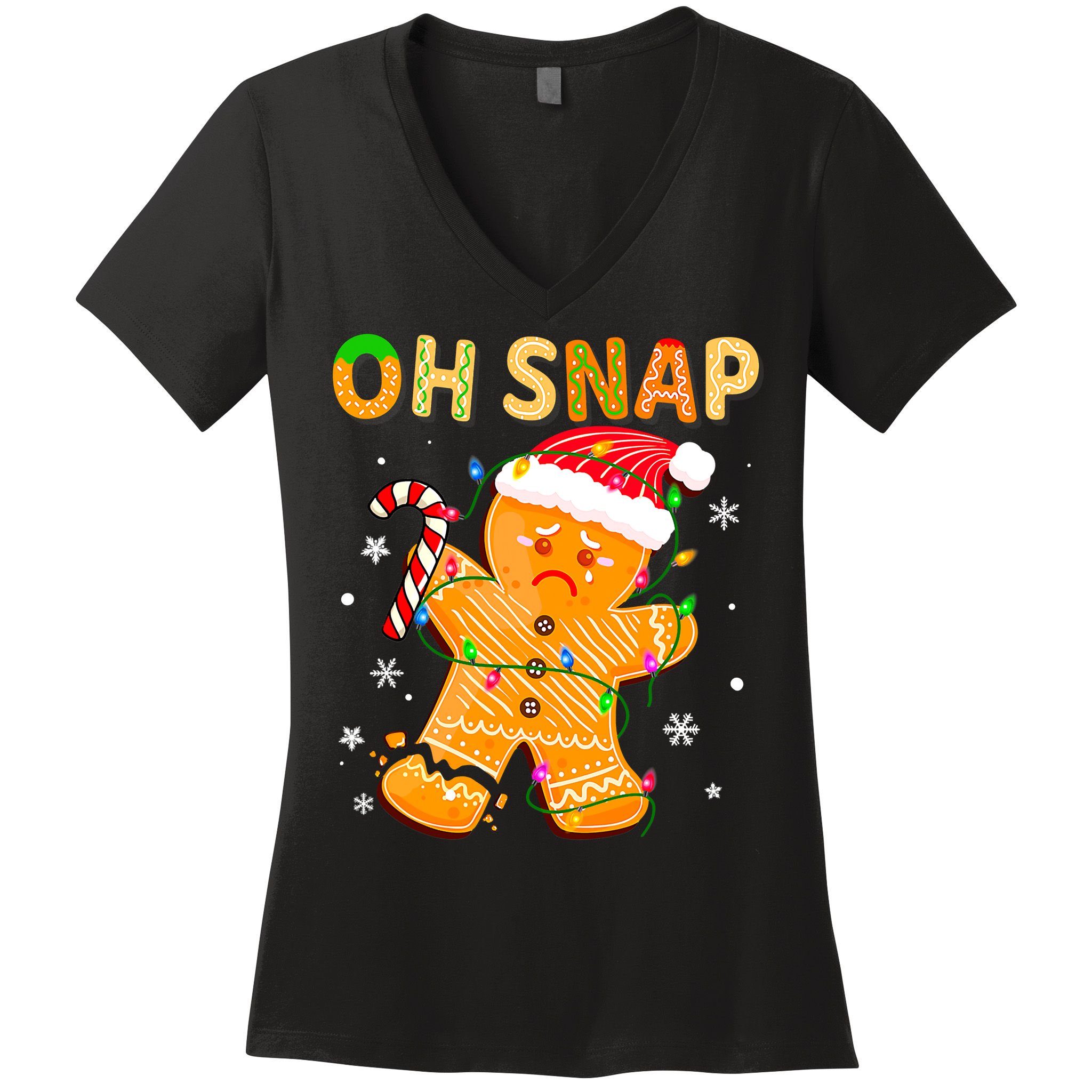 Oh Snap Gingerbread Man Christmas Cookie Costume Baking Team Women's V-Neck T-Shirt