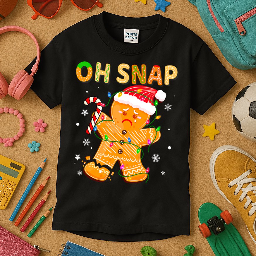 Oh Snap Gingerbread Man Christmas Cookie Costume Baking Team Kids T-Shirt
