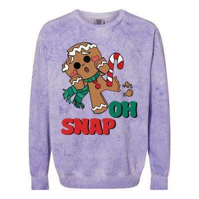 Oh Snap Gingerbread Man Funny Christmas Xmas Colorblast Crewneck Sweatshirt