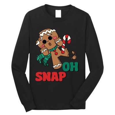 Oh Snap Gingerbread Man Funny Christmas Xmas Long Sleeve Shirt