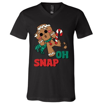 Oh Snap Gingerbread Man Funny Christmas Xmas V-Neck T-Shirt