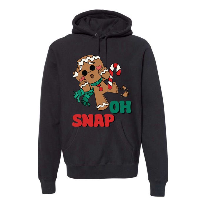 Oh Snap Gingerbread Man Funny Christmas Xmas Premium Hoodie