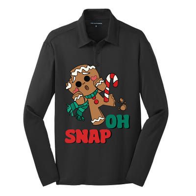 Oh Snap Gingerbread Man Funny Christmas Xmas Silk Touch Performance Long Sleeve Polo