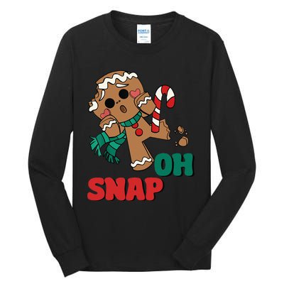 Oh Snap Gingerbread Man Funny Christmas Xmas Tall Long Sleeve T-Shirt