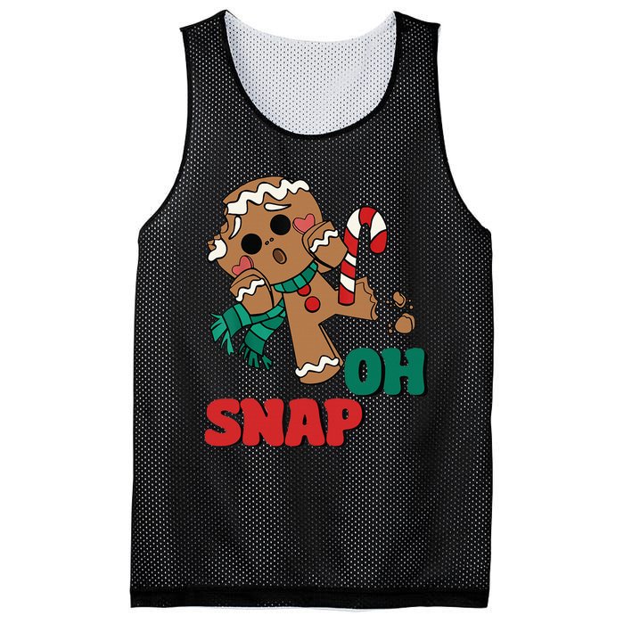 Oh Snap Gingerbread Man Funny Christmas Xmas Mesh Reversible Basketball Jersey Tank