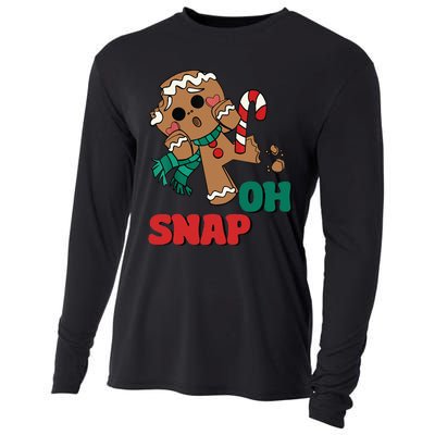 Oh Snap Gingerbread Man Funny Christmas Xmas Cooling Performance Long Sleeve Crew