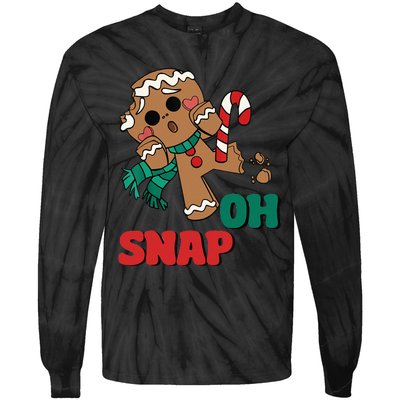 Oh Snap Gingerbread Man Funny Christmas Xmas Tie-Dye Long Sleeve Shirt