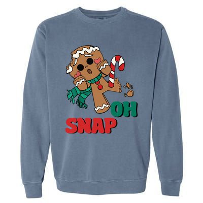 Oh Snap Gingerbread Man Funny Christmas Xmas Garment-Dyed Sweatshirt