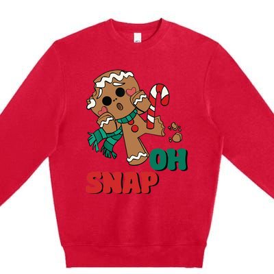 Oh Snap Gingerbread Man Funny Christmas Xmas Premium Crewneck Sweatshirt