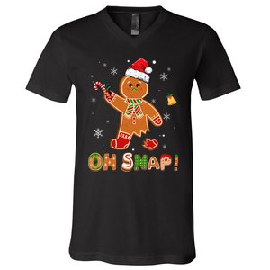 Oh Snap Gingerbread Christmas holiday  V-Neck T-Shirt