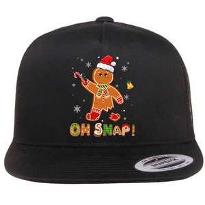 Oh Snap Gingerbread Christmas holiday  Flat Bill Trucker Hat