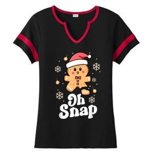 Oh Snap Gingerbread Man Cute Christmas Cookie Baking Team Ladies Halftime Notch Neck Tee