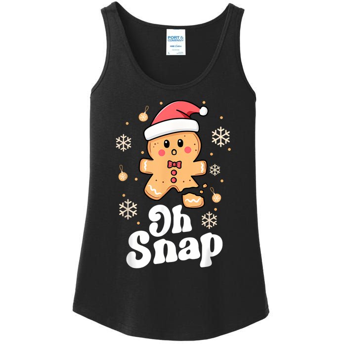 Oh Snap Gingerbread Man Cute Christmas Cookie Baking Team Ladies Essential Tank