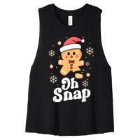 Oh Snap Gingerbread Man Cute Christmas Cookie Baking Team Women's Racerback Cropped Tank