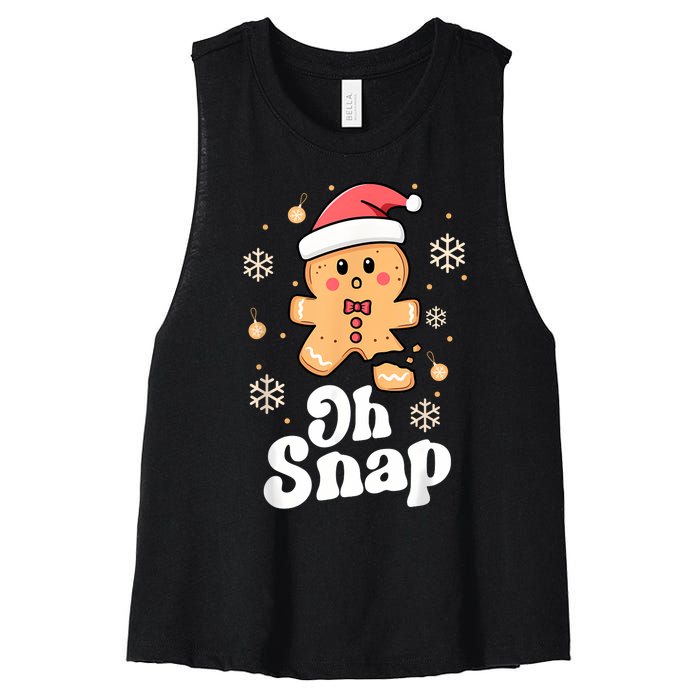 Oh Snap Gingerbread Man Cute Christmas Cookie Baking Team Women's Racerback Cropped Tank