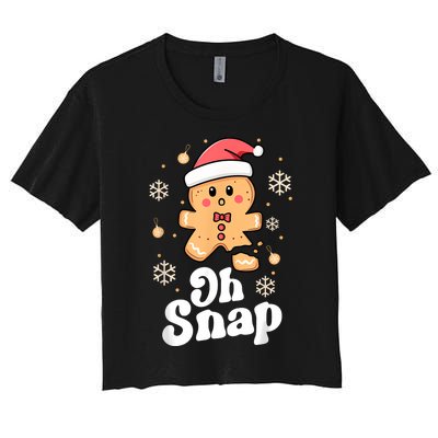 Oh Snap Gingerbread Man Cute Christmas Cookie Baking Team Women's Crop Top Tee