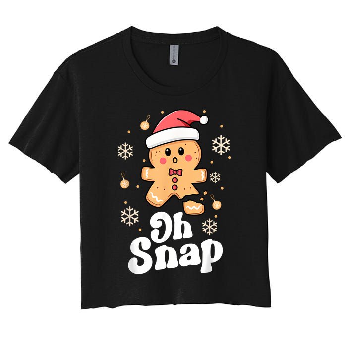 Oh Snap Gingerbread Man Cute Christmas Cookie Baking Team Women's Crop Top Tee