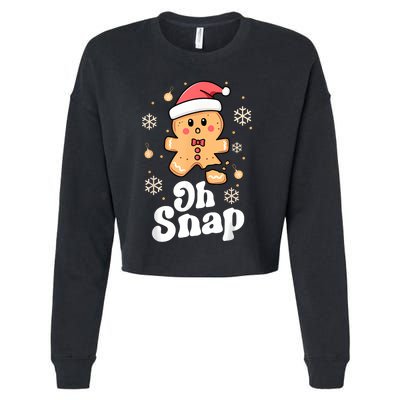 Oh Snap Gingerbread Man Cute Christmas Cookie Baking Team Cropped Pullover Crew